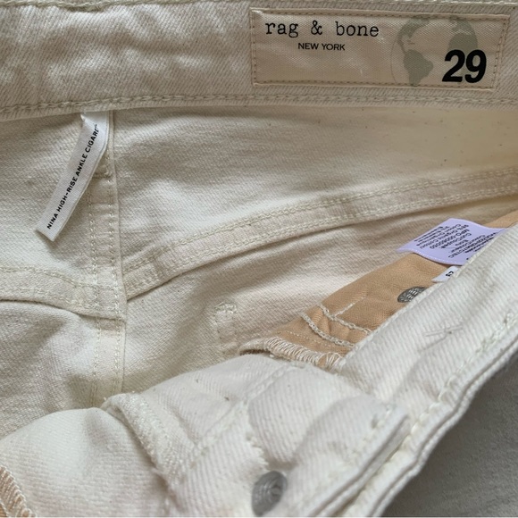 RAG & BONE Nina High rise Ankle Cigarette Leg Jeans Ecru - Picture 15 of 16